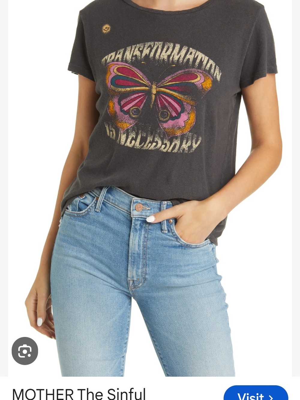MOTHER Superior Cotton- Linen Tee Butterfly Graphic